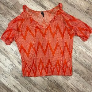 Maurices Sheer Cold Shoulder Chevron Blouse